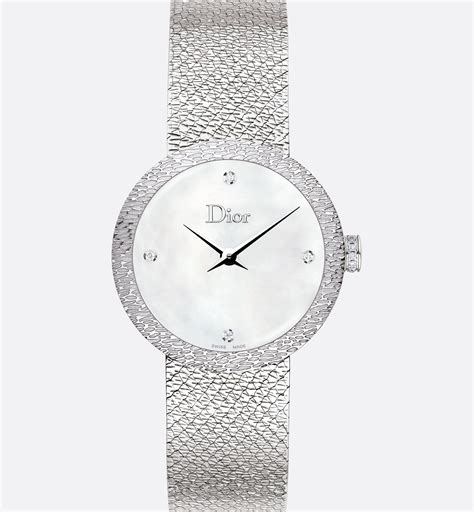 dior white strap watch|La D de Dior Satine Ø 25 mm, Steel, White Mother.